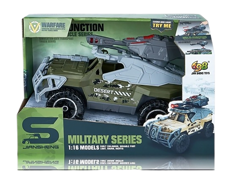 AUTO MILITAR CON LUZ Y SONIDO ESCALA 1:16