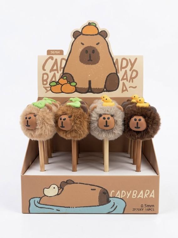 DISPLAY X 16 LAPICERAS CAPIBARA PELUCHE