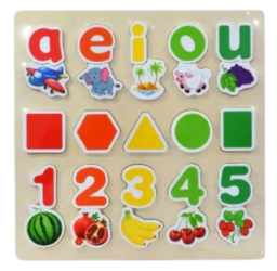 JUEGO LETRAS, FORMAS, NUMEROS DE MADERA