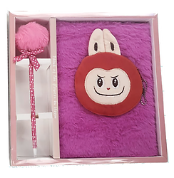 SET LIBRETA LABUBU PELUCHE CON BOLSILLO CON LAPICERA POMPON