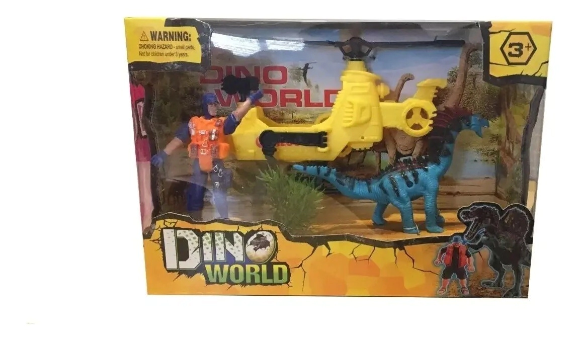 SET DINOSAURIO HELICOPTERO + PERSONAJE