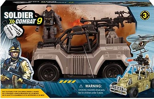 JEEP MILITAR CON SOLDADO Y ACCESORIOS