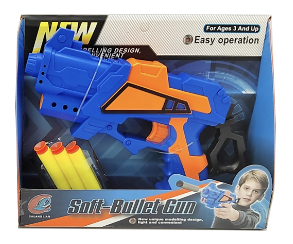 PISTOLA LANZA DARDOS (AZUL Y BLANCO)