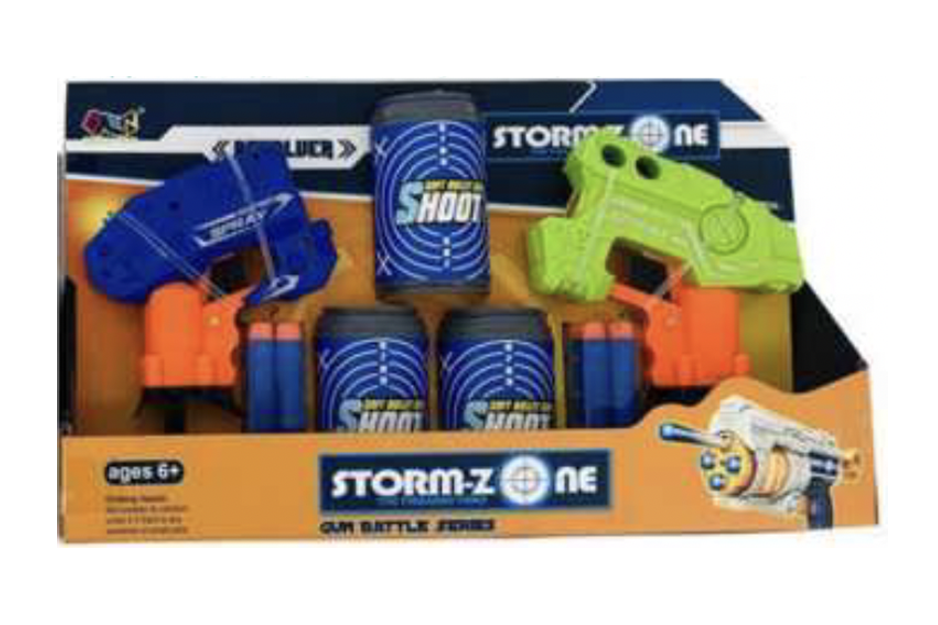 2 PISTOLAS LANZA DARDOS + LATAS