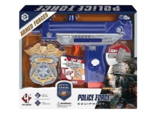 PISTOLA POLICIA CON LUZ Y SONIDO DE DISPAROS CON ACCESORIOS