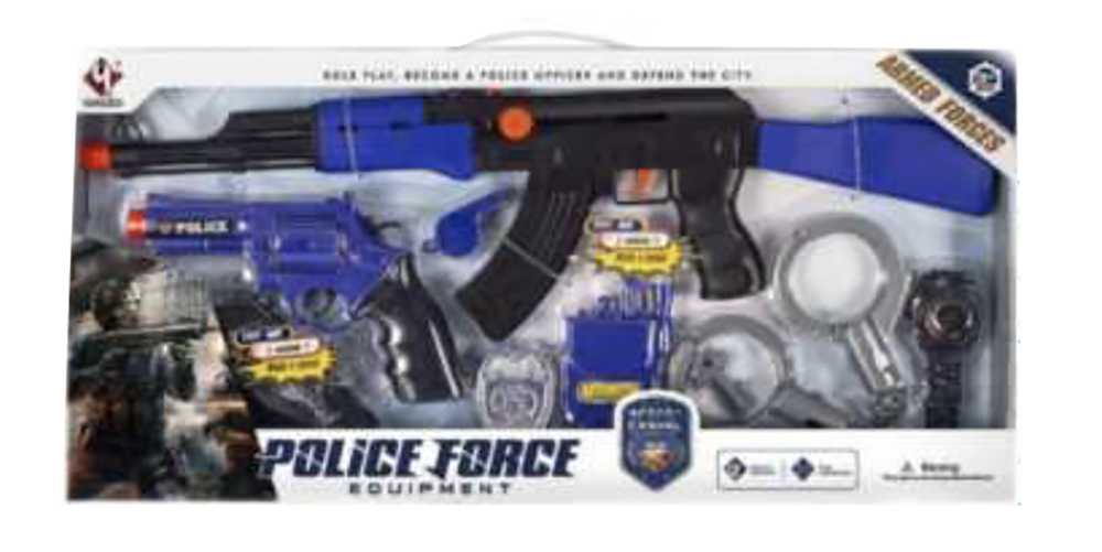 SET POLICIA 2 PISTOLAS CON SONIDO DE DISPARO + ACCESORIO