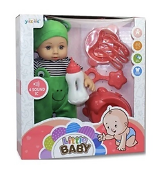 BEBE CON PELELA, MAMADERA Y ACCESORIOS