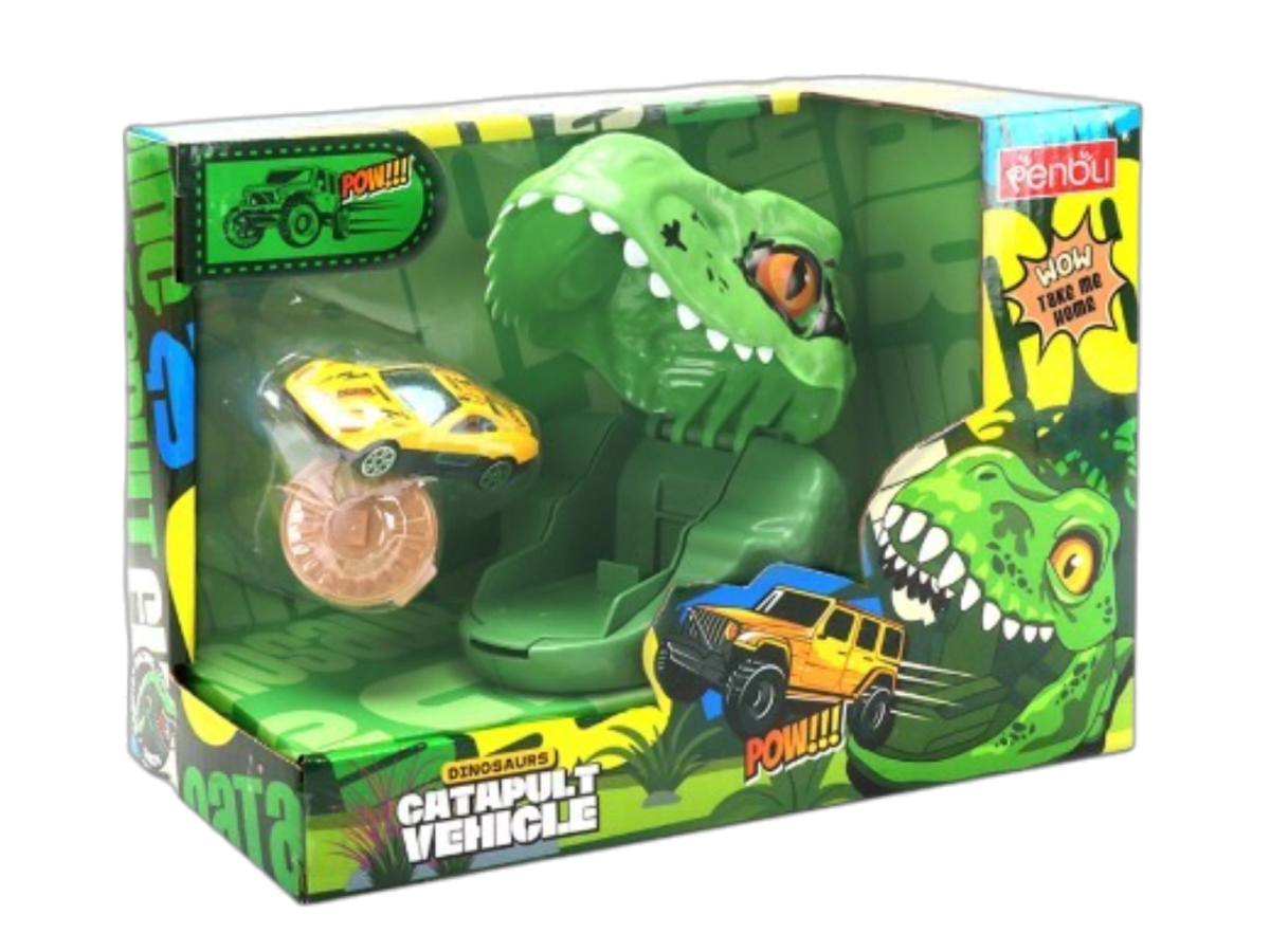 DINOSAURIO LANZADOR CON AUTO DE METAL