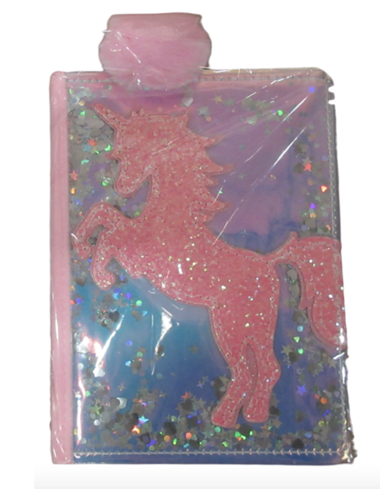 DIARIO INTIMO UNICORNIO CON CANDADO Y SE�ALADOR TAPA LENTEJUELAS HOJAS RAYADAS