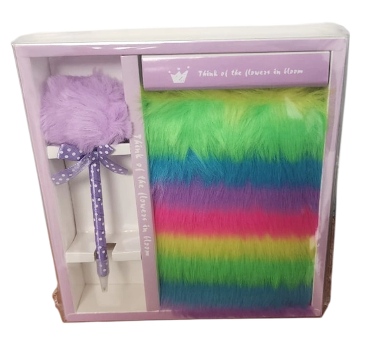 SET LIBRETA PELUDA CON LAPICERA POMPON