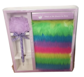 SET LIBRETA PELUDA CON LAPICERA POMPON