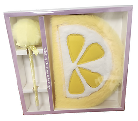 SET LIBRETA SEMICIRCULO PELUDA CON LAPICERA POMPON