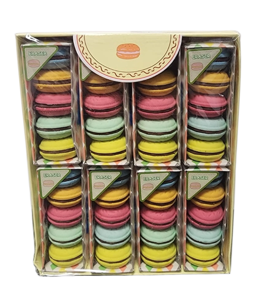 DISPLAY GOMAS DE BORRAR MACARRON
