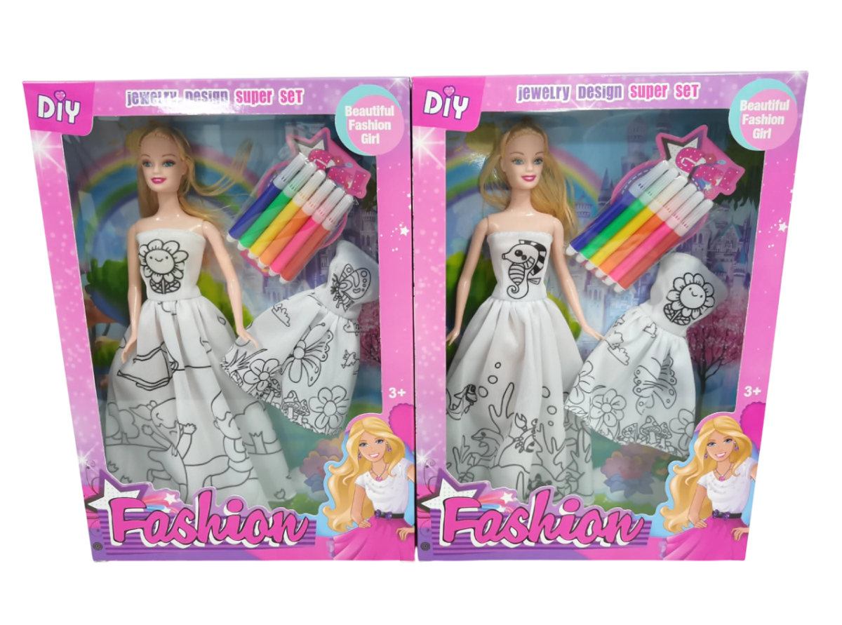 MU�ECA CON VESTIDO COLOREABLE