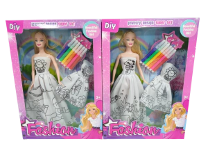 MU�ECA CON VESTIDO COLOREABLE