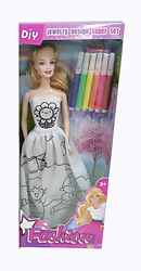 MU�ECA CON VESTIDO COLOREABLE