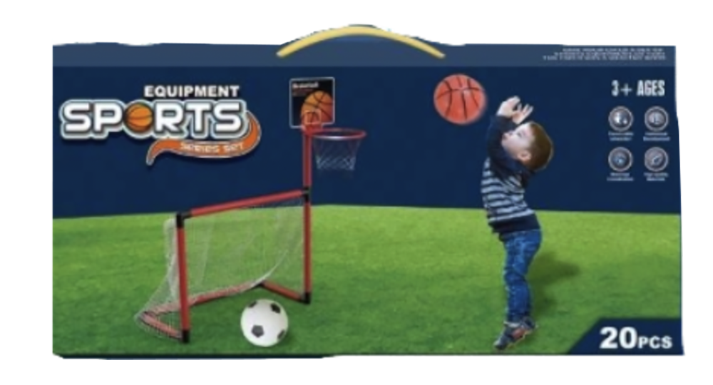 JUEGO 2 EN 1 MINI FUTBOL + BASKETBALL