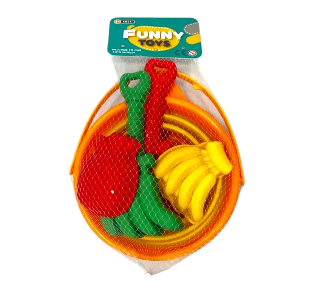 Set de playa balde + accesorios Frutas 5 pcs
