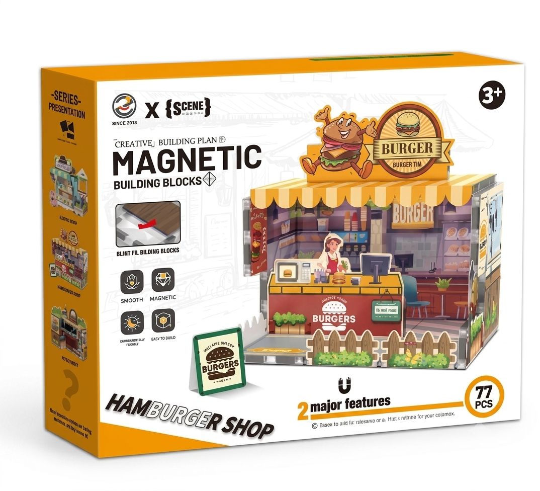 Bloques magneticos de construccion hamburgueseria 77 pcs