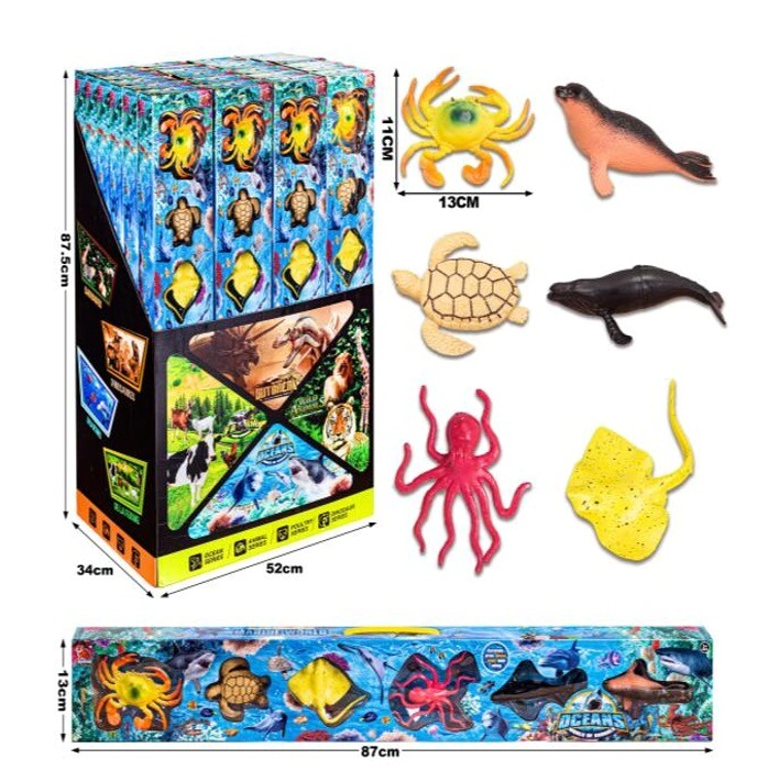 Animales de mar en caja