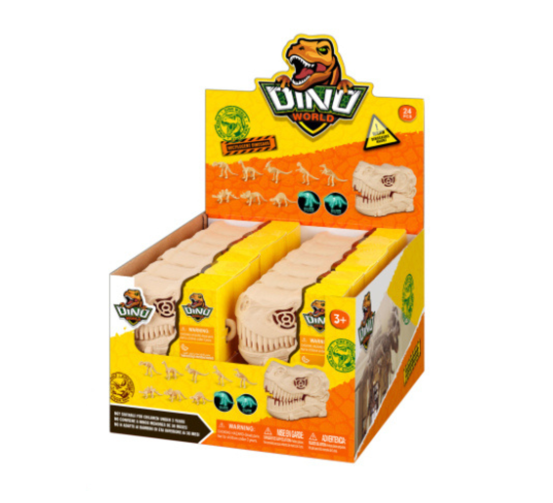 Set de  dinosaurios con estuche en forma de cr�neo