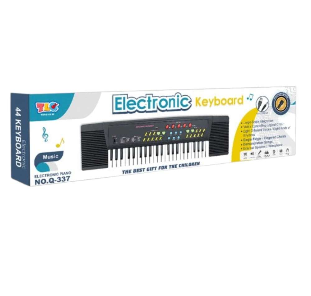 Piano musical con microfono negro