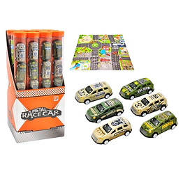 Tubo con mini autos
